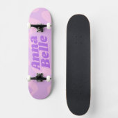 Retro Pastel Paarse Groovy Modern Typografie Skateboard (Voorkant)