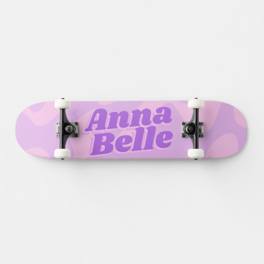 Retro Pastel Paarse Groovy Modern Typografie Skateboard (Horizontaal)