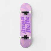 Retro Pastel Paarse Groovy Modern Typografie Skateboard (Voorkant)