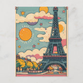 retro pastel Paris Briefkaart (Voorkant)