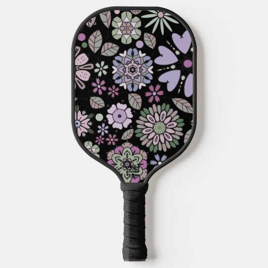 Retro Pastel Pink Purple Floral Seamless Pattern Pickleball Paddle (Voorkant)