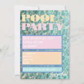 Retro Pastel Pool Party uitnodiging (Voorkant)