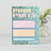 Retro Pastel Pool Party uitnodiging (Staand voorkant)