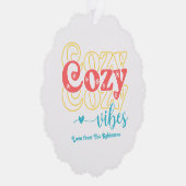 Retro Pastel Pop Gezellige Vibes Retro Kerstfoto Ornament Kaart (Rechts)