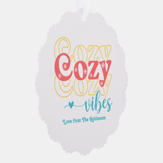 Retro Pastel Pop Gezellige Vibes Retro Kerstfoto Ornament Kaart (Rechts)