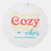 Retro Pastel Pop Gezellige Vibes Retro Kerstfoto Ornament Kaart (Voorkant)