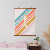 Retro Pastel Rainbow Persoonlijke naam Hangend Wandkleed (Slaapkamer)