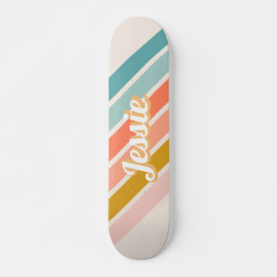 Retro Pastel Rainbow Persoonlijke naam Skateboard