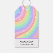 Retro Pastel Rainbow Wavy Pattern Stars Cadeaulabel (Achterkant)