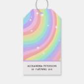 Retro Pastel Rainbow Wavy Pattern with Stars Cadeaulabel (Achterkant)