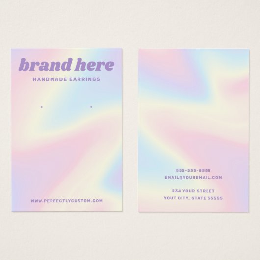 Retro pastel regenboog paarse oorbel kaart (Voorkant /achterkant)