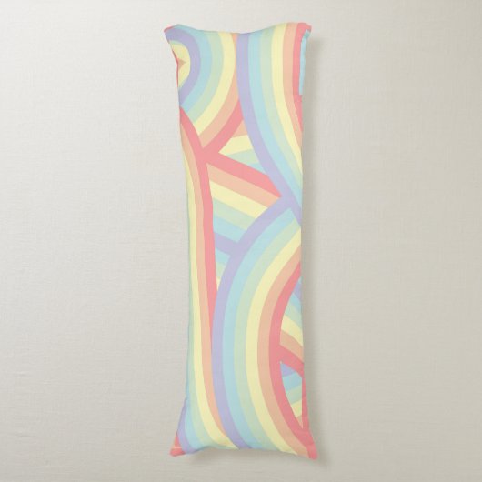 Retro Pastel Regenboog Stripes Patroon Lichaamskussen (Voorkant Verticaal)