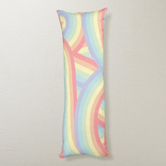 Retro Pastel Regenboog Stripes Patroon Lichaamskussen (Achterkant (Verticaal))