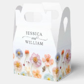 Retro Pastel Roze Bohemian Wildflower Bruiloft Bedankdoosjes (Geopend)