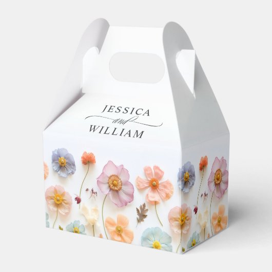 Retro Pastel Roze Bohemian Wildflower Bruiloft Bedankdoosjes (Voorkant Zijde)