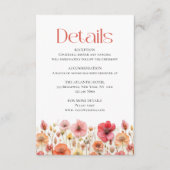Retro Pastel Roze Boho Wilde Bloem Bruiloft Detail Informatiekaartje (Voorkant)