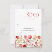 Retro Pastel Roze Boho Wilde Bloemen Bruiloft RSVP Kaartje (Voorkant)