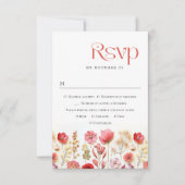 Retro Pastel Roze Boho Wilde Bloemen Bruiloft RSVP Kaartje (Voorkant)