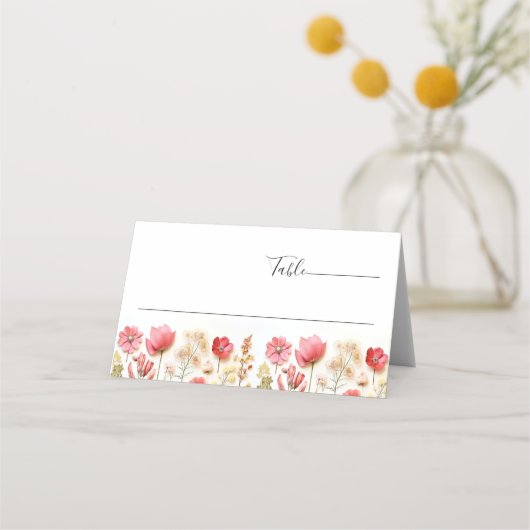 Retro Pastel Roze Boho Wildflower Bruiloft (Voorkant)