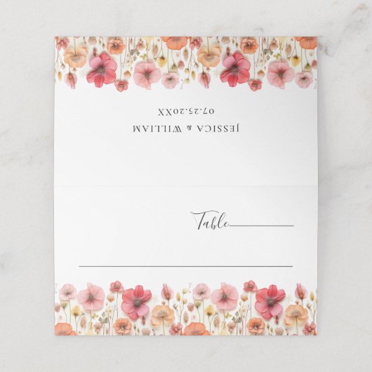 Retro Pastel Roze Boho Wildflower Bruiloft (Buitenkant ongevouwen)