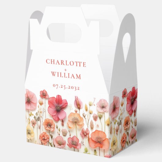 Retro Pastel Roze Boho Wildflower Bruiloft Bedankdoosjes (Geopend)