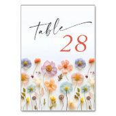 Retro Pastel Roze Boho Wildflower Bruiloft Details Kaart (Voorkant)