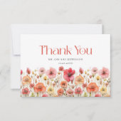 Retro Pastel Roze Boho Wildflower Dank u Bedankkaart (Voorkant)