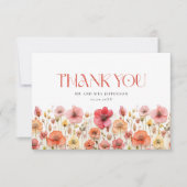Retro Pastel Roze Boho Wildflower Dank u Bedankkaart (Voorkant)