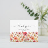 Retro Pastel Roze Boho Wildflower Dank u Briefkaart (Staand voorkant)