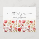Retro Pastel Roze Boho Wildflower Dank u Briefkaart (Voorkant)