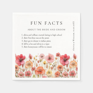 Retro Pastel Roze Boho Wildflower Fact Bruiloft Servet