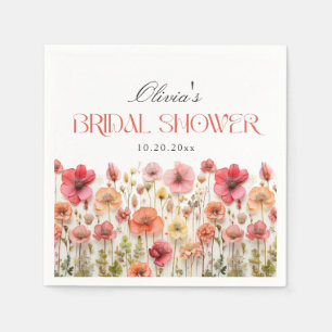 Retro Pastel Roze Boho Wildflower Vrijgezellenfees Servet