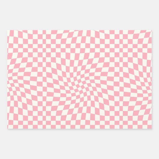 Retro Pastel Roze cheques gekookte Dorm Inpakpapier Vel (Voorkant 3)
