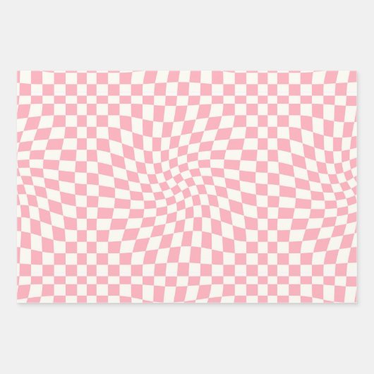 Retro Pastel Roze cheques gekookte Dorm Inpakpapier Vel (Voorkant 2)
