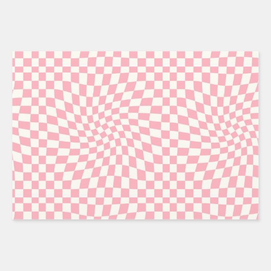 Retro Pastel Roze cheques gekookte Dorm Inpakpapier Vel (Voorkant)