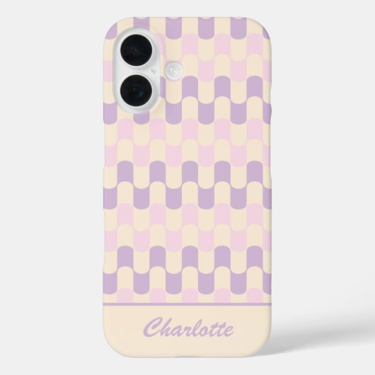 Retro Pastel Roze en Paars Patroon Aangepast Case-Mate iPhone Case (Achterkant)