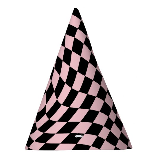 Retro Pastel Roze en zwart gecheckt Feesthoedjes (Rechts)