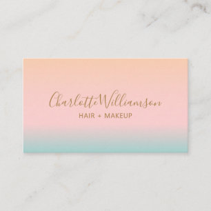 Retro Pastel Roze Gradiënt Chic Elegante Monogram Visitekaartje