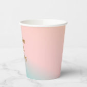 Retro Pastel Roze Gradiënt Unieke Bruiloft Custom Papieren Bekers (Links)