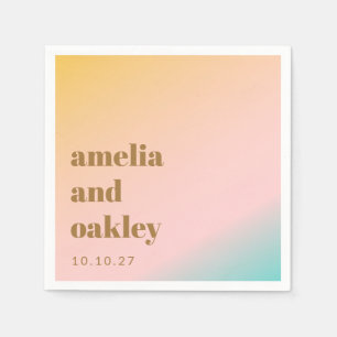 Retro Pastel Roze Gradiënt Unieke Bruiloft Custom Servet