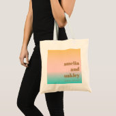 Retro Pastel Roze Gradiënt Unieke Bruiloft Custom Tote Bag (Voorkant (product))