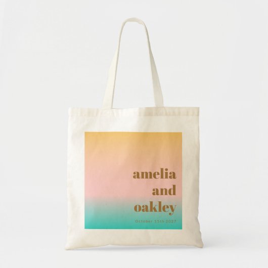 Retro Pastel Roze Gradiënt Unieke Bruiloft Custom Tote Bag (Voorkant)