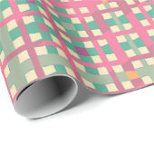 Retro Pastel Roze Groen Plaid Cadeaupapier (Rol Hoek)