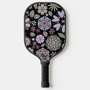 Retro Pastel Roze Paarse Bloemige Naadloos Patroon Pickleball Paddle