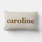 Retro Pastel Stripe Personalized Brown Name Kussen (Voorkant)