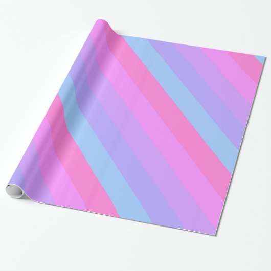 Retro Pastel Stripes Trendy Cadeaupapier (Uitgerold)