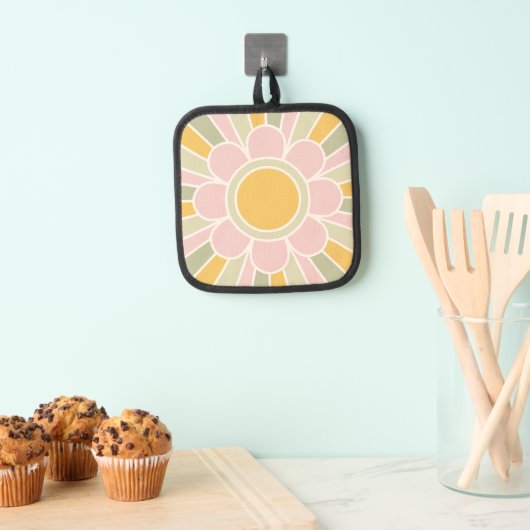 Retro Pastel Sunshine Personalized Kitchen Pannenlap (Insitu(Ophanging))