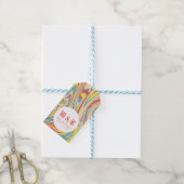 Retro Pastel Swirl Marmer Abstract Monogram Cadeaulabel (Met Touw)