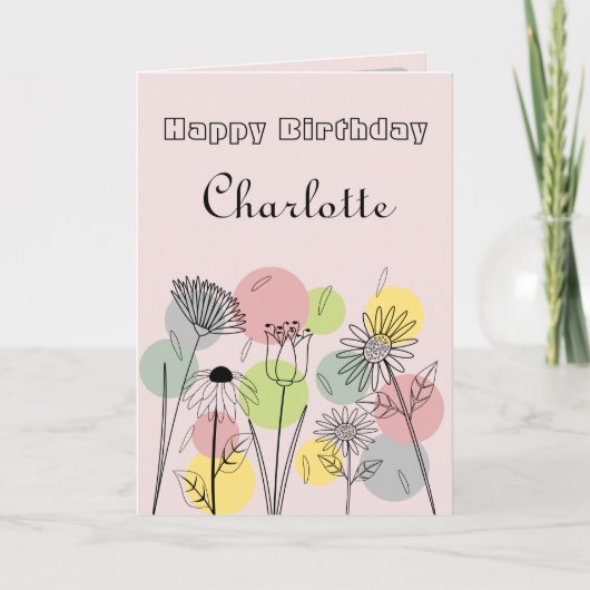 Retro Pastel Verjaardag Kaart (Voorkant)