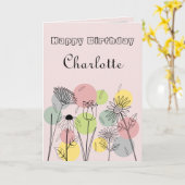 Retro Pastel Verjaardag Kaart (Gele Bloem)